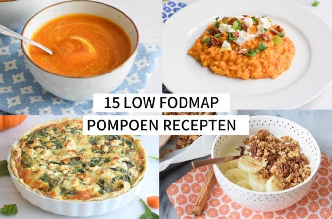 15 low FODMAP pompoen recepten - op de foto zie je er vier