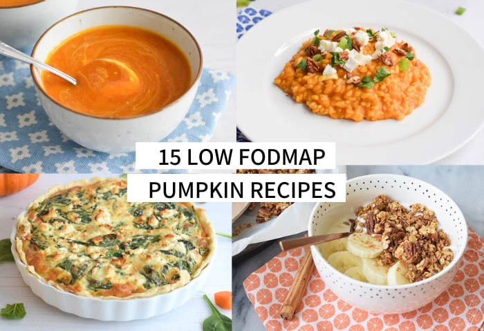15 low FODMAP pumpkin recipes - you see four on the picture