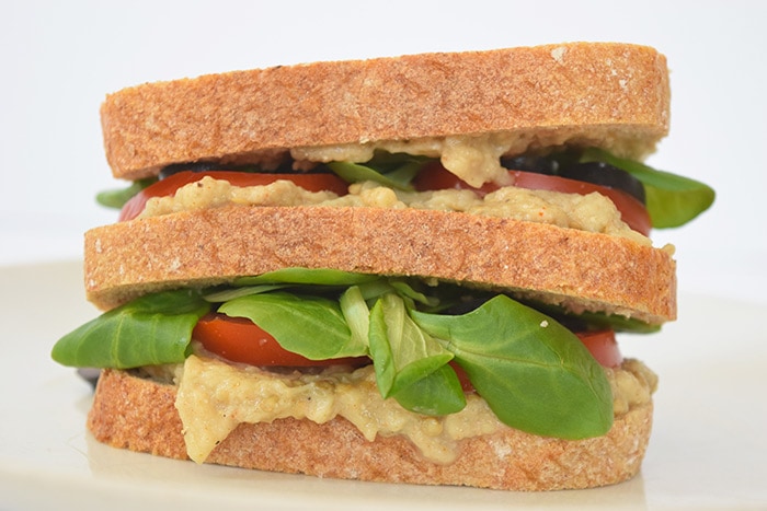 A low FODMAP baba ganoush sandwich