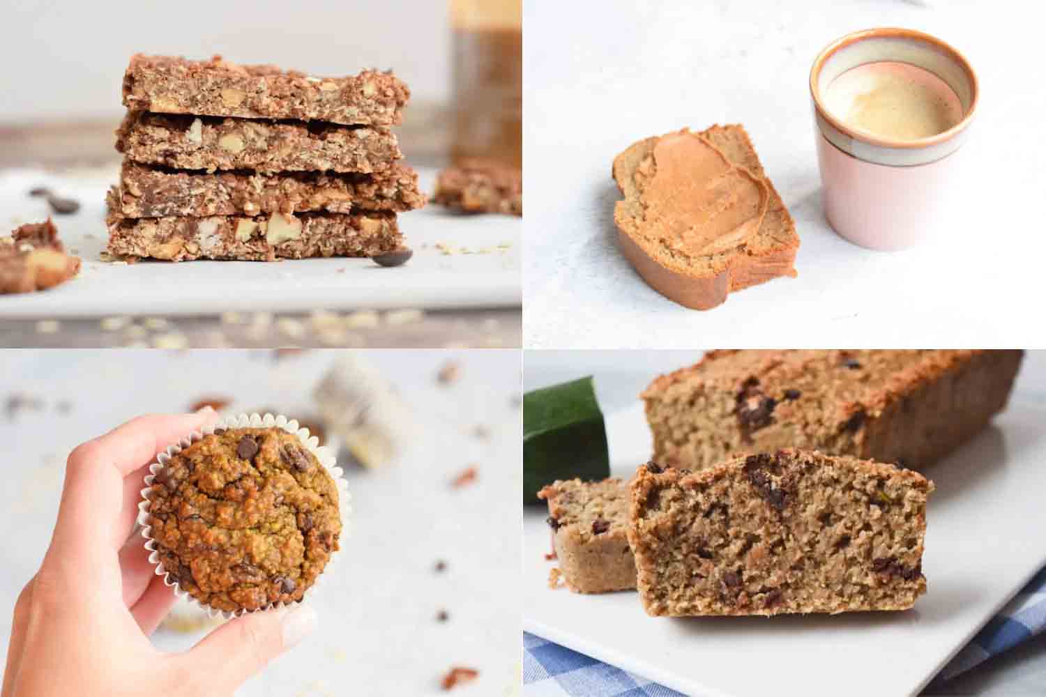 Four low FODMAP snacks that you can bake yourself together in one picture
