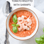 Low FODMAP tomato risotto with shrimps