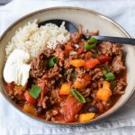 low fodmap chili con carne in a bowl