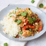 Low FODMAP peanut chicken with rice