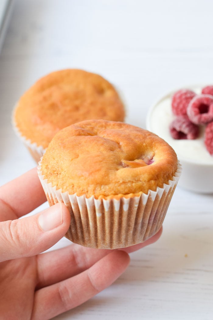 healthy low FODMAP muffins with raspberries