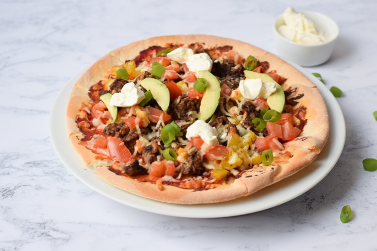 Gluten-free Mexican pizza on a plate