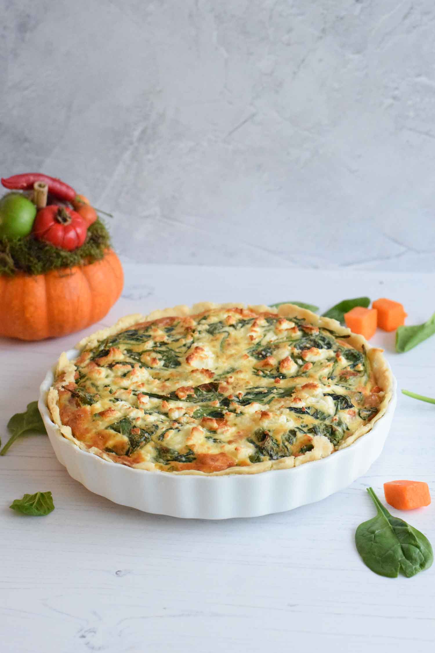 A low FODMAP pumpkin quiche with spinach and feta