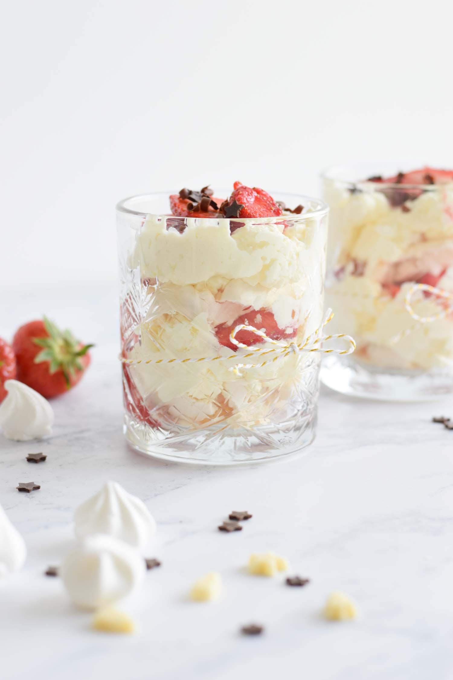 Low FODMAP eton mess in a glass photographed from the side