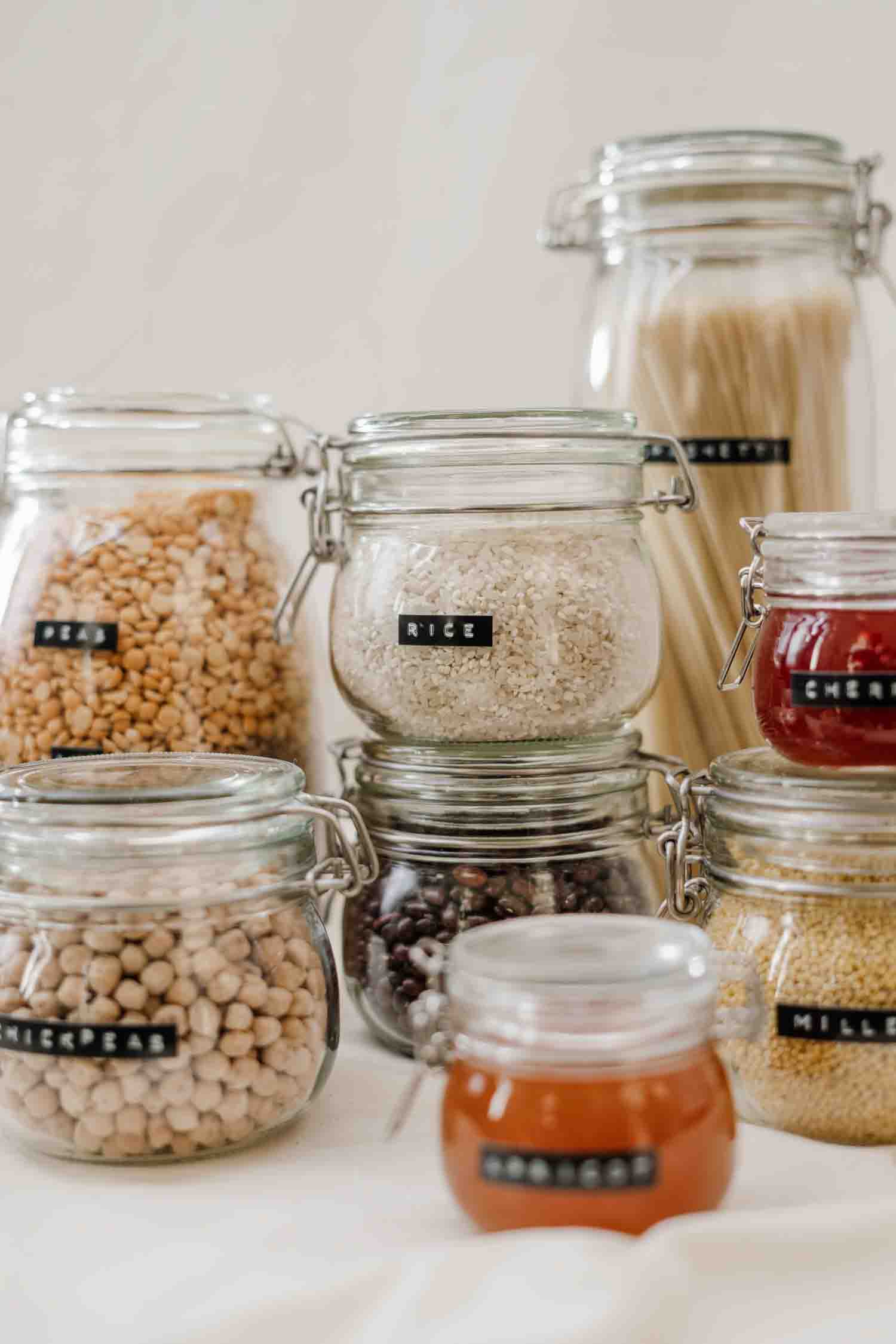 Different foods in jars