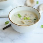Low FODMAP creamy mushroom soup in a bowl