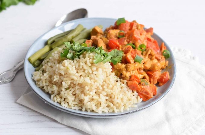 Low FODMAP chicken madras with rice