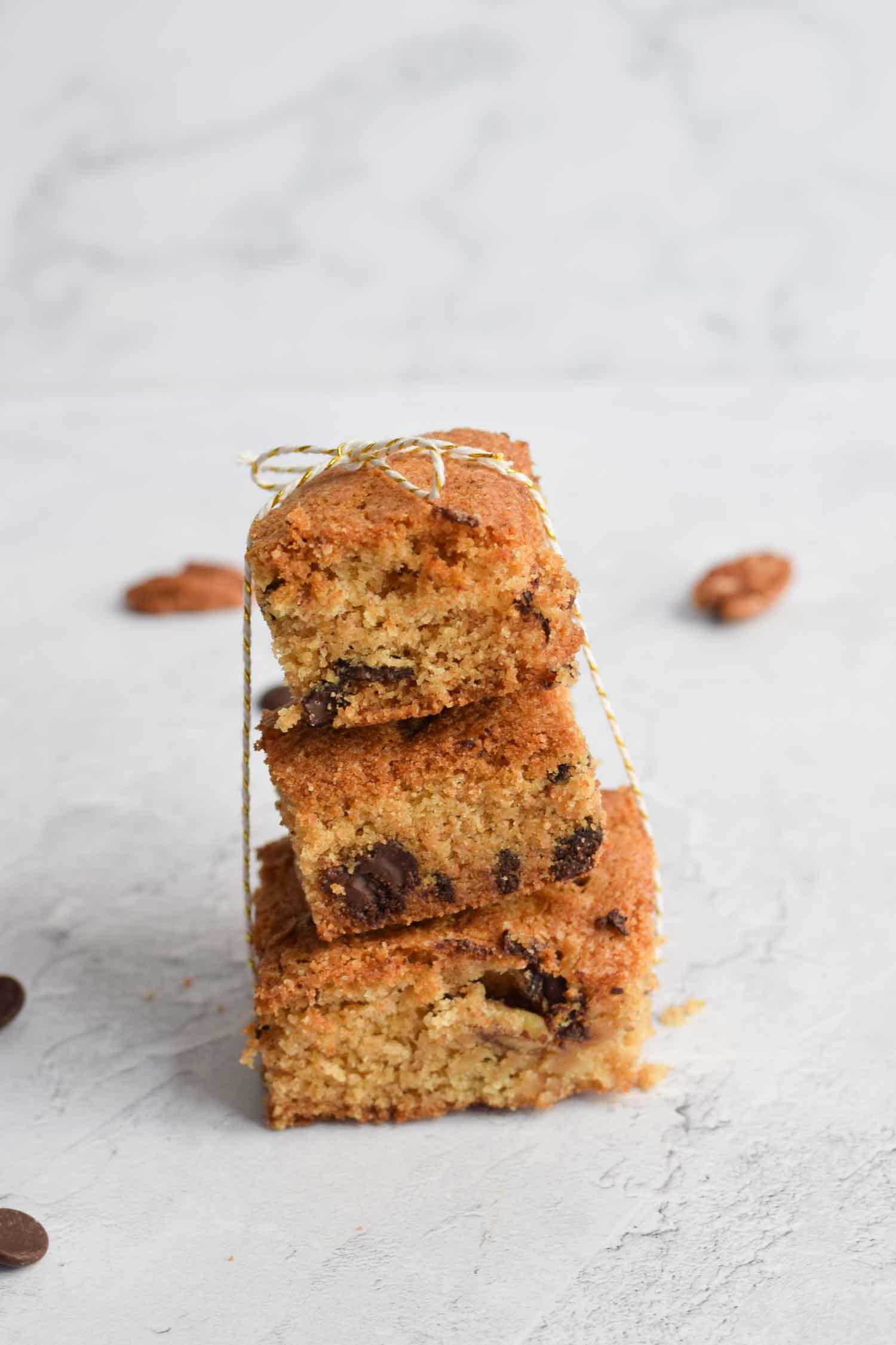 A stack with three low FODMAP blondies