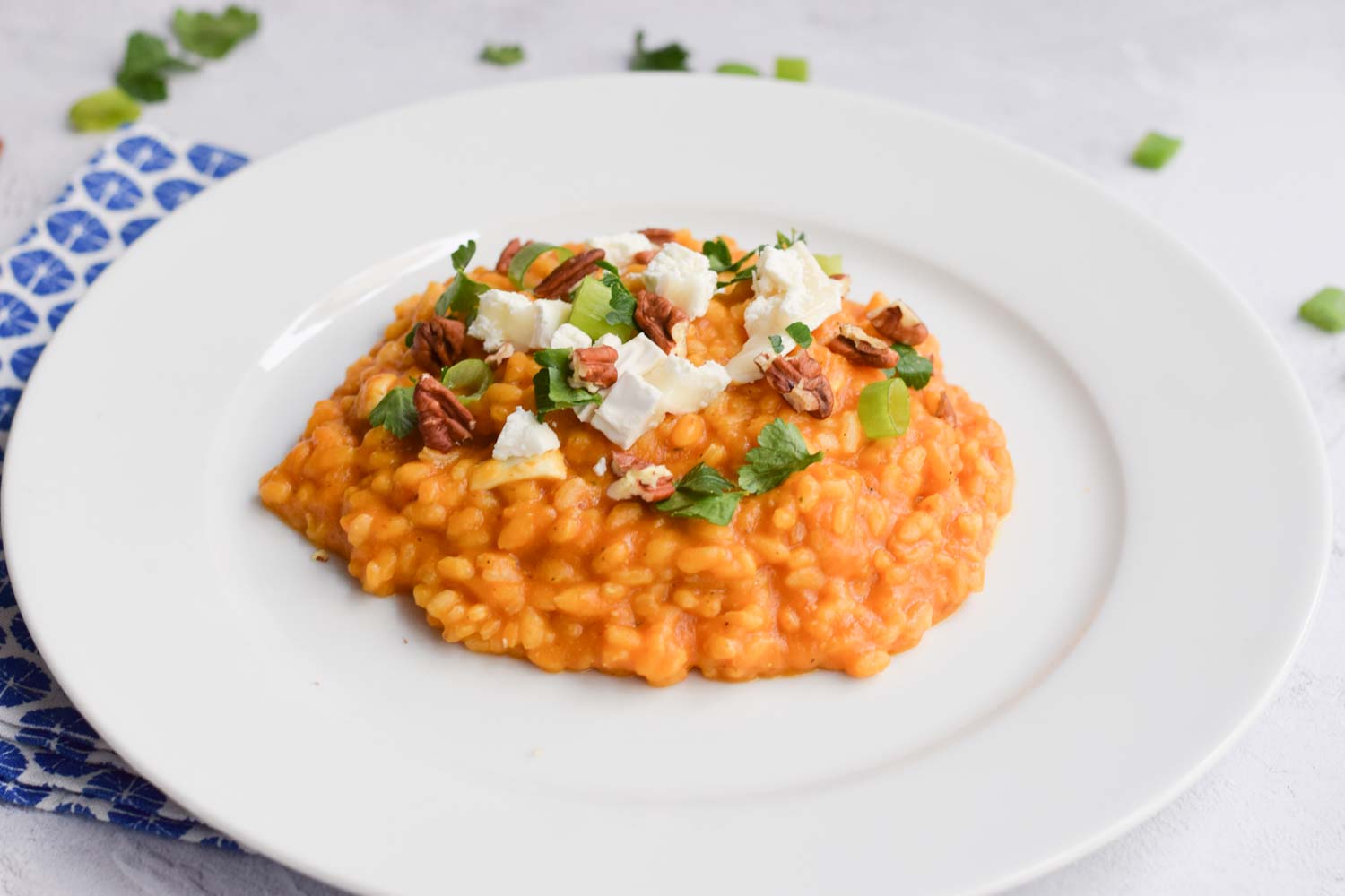 Low FODMAP pumpkin risotto with goat cheese