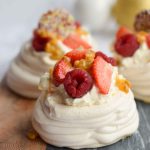A low FODMAP mini pavlova with strawberries, raspberries and passion fruit