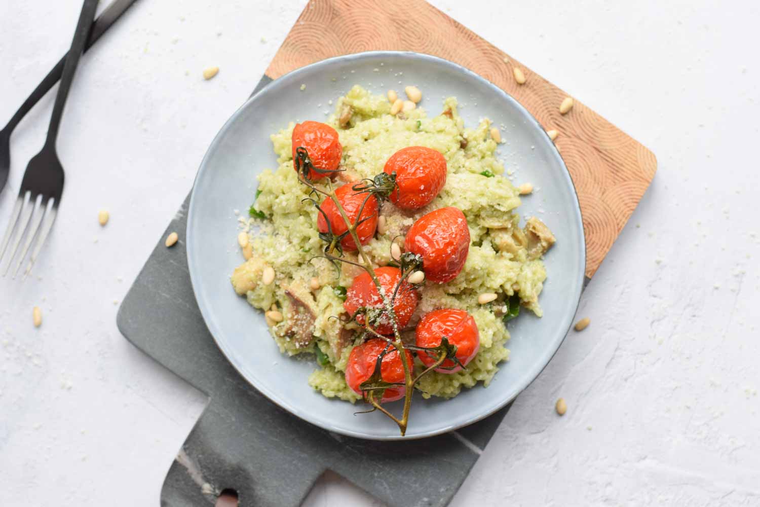 Low FODMAP risotto with green pesto