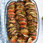 Oven roasted vegetables in a dish