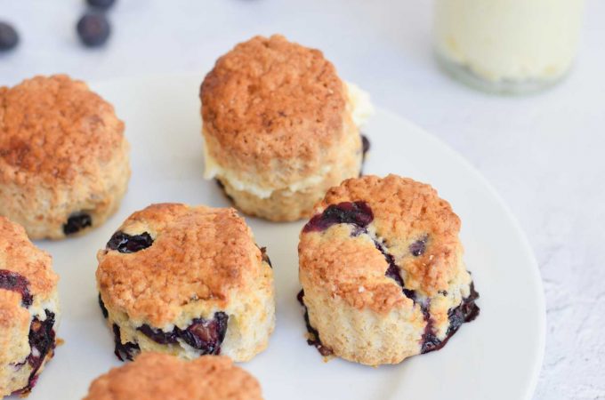 Gluten-free scones with blueberries on a plate