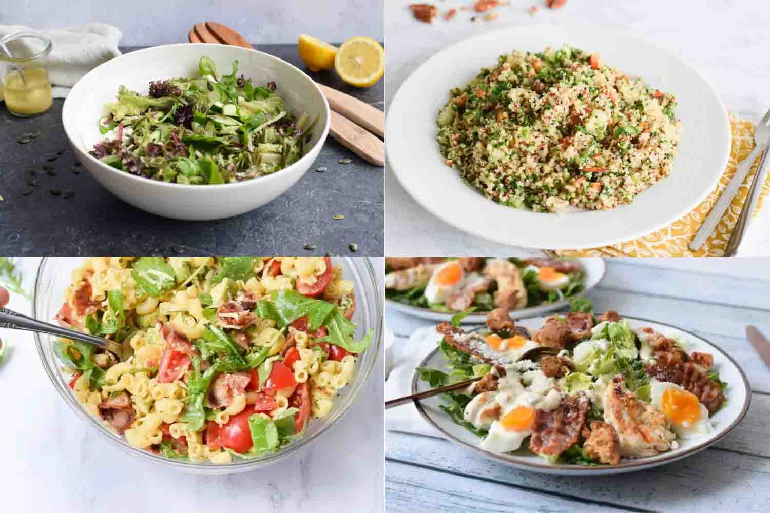 Four low FODMAP salads together on a picture