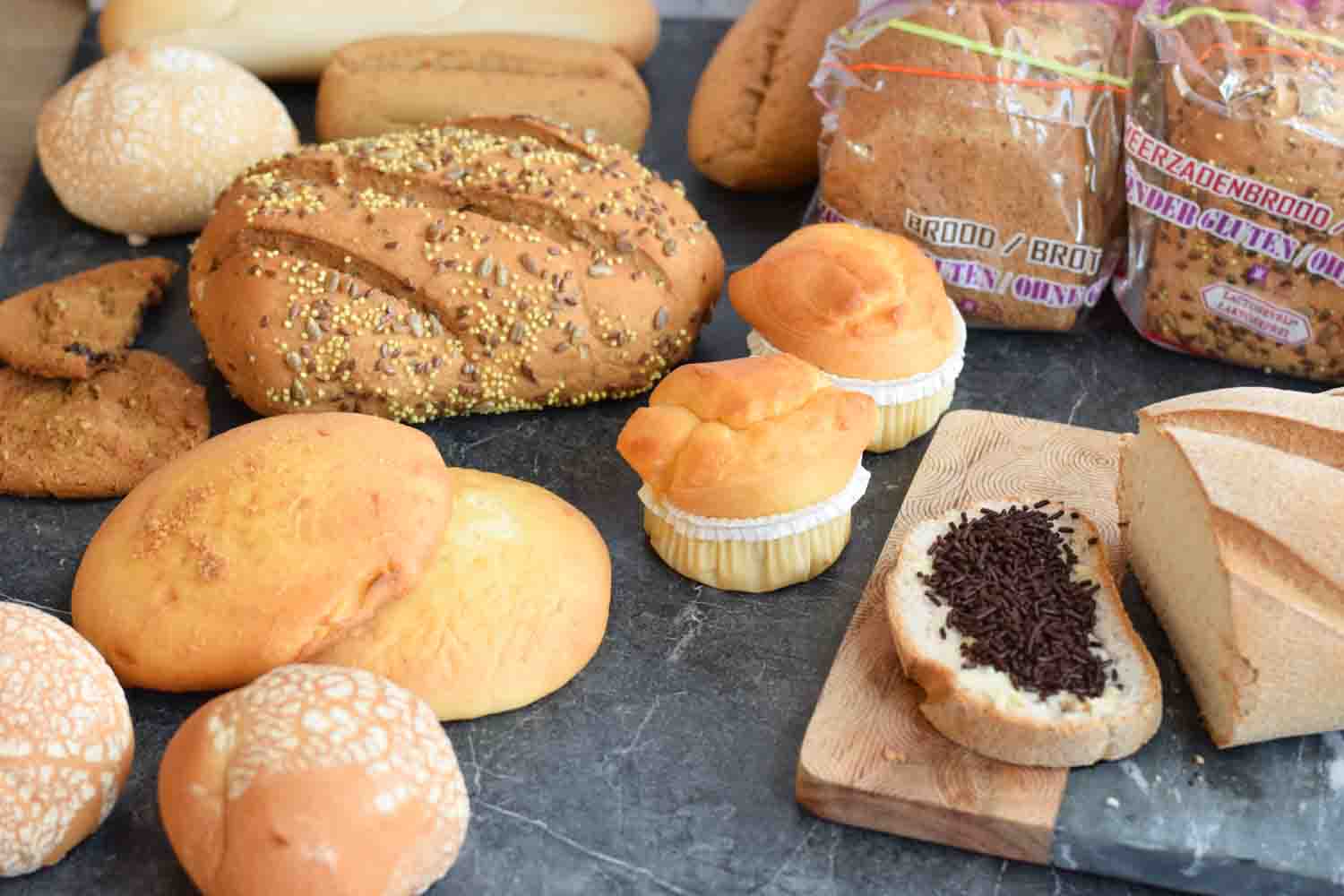 Een verzameling glutenvrij brood van Bakker Leo Glutenvrij