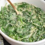 Low FODMAP creamed spinach in a dish