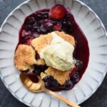 Low FODMAP berry cobbler photographed from above