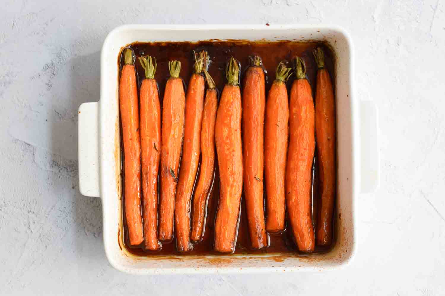 Low FODMAP glazed carrots photographed from above