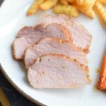 Low FODMAP maple mustard glazed ham on a plate