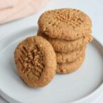 A stack of low FODMAP peanut butter cookies