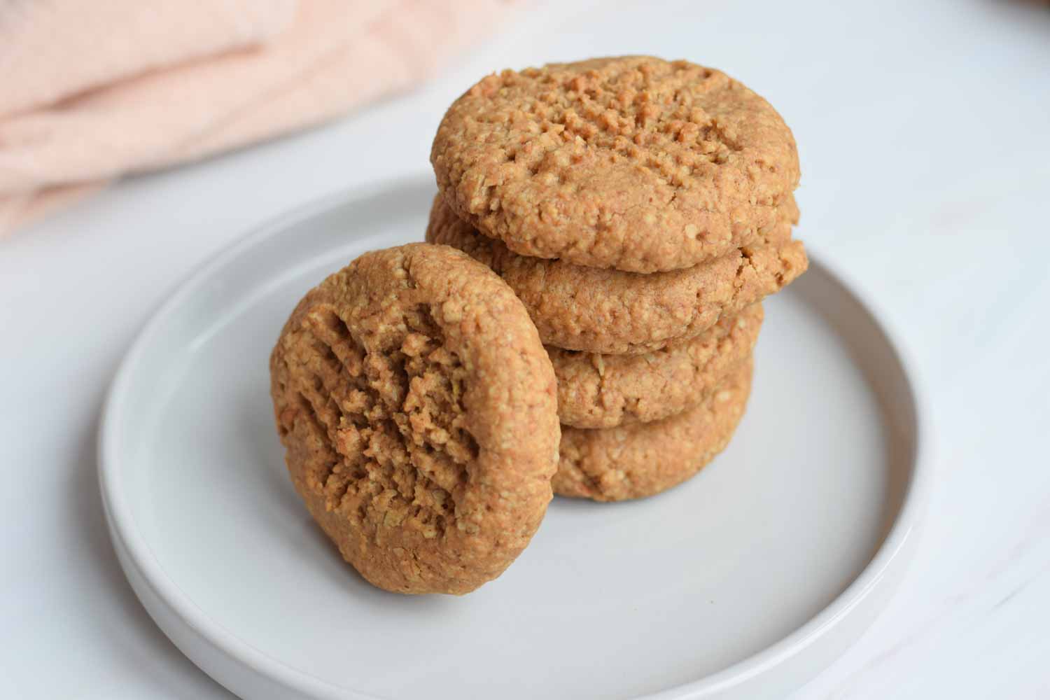 A stack of low FODMAP peanut butter cookies