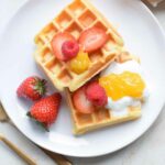 Low FODMAP waffles with lemon curd and fruit